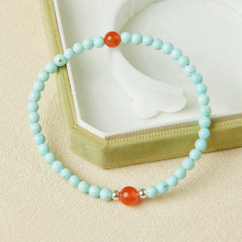 Bracelet Turquoise et Agate – Éclat Authentique, Argent