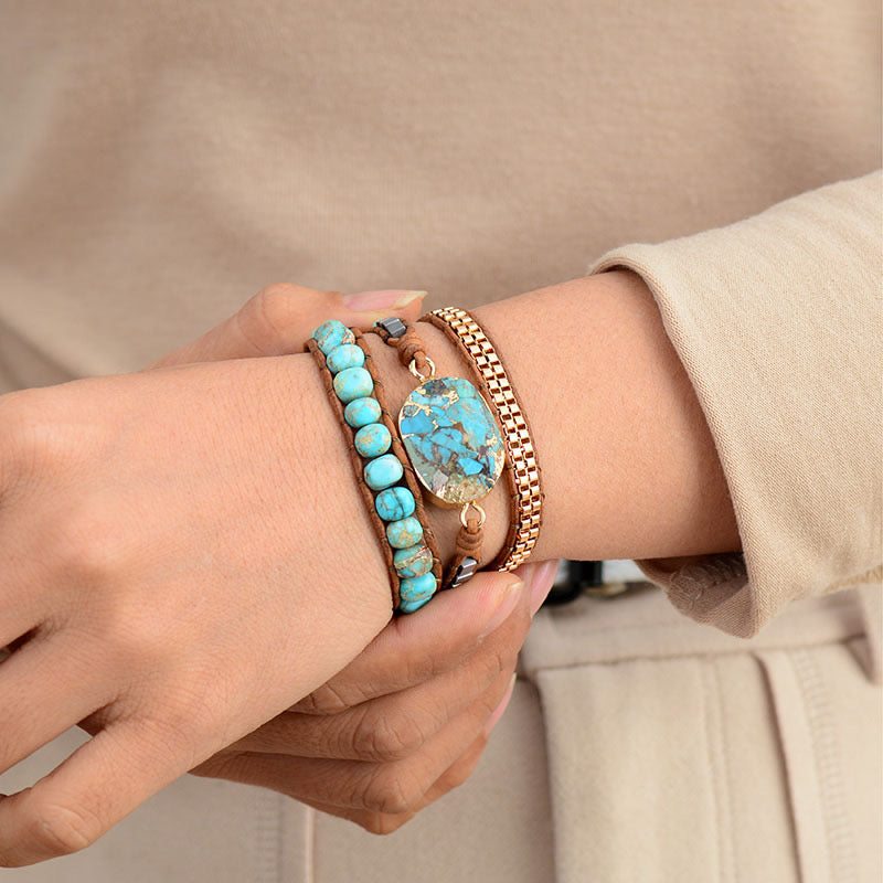 Bracelet Wrap en Turquoise – Toucher de Guérisseur