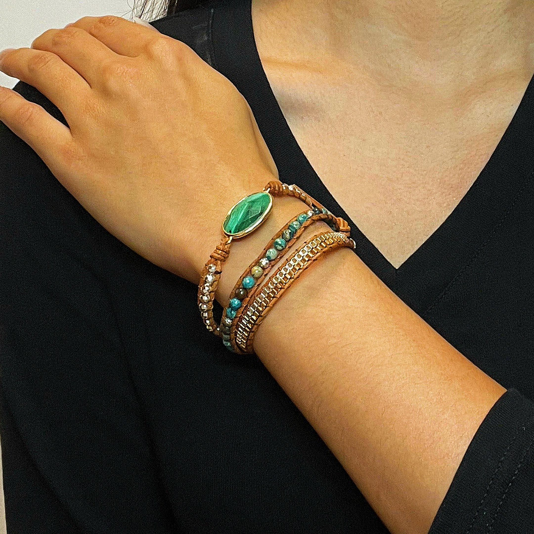 Bracelet Wrap Malachite – Harmonie Bohème