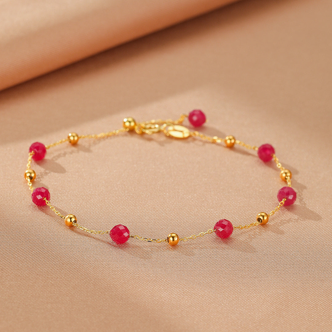 Bracelet Cornaline – Lumière Passionnée, Argent Plaqué Or