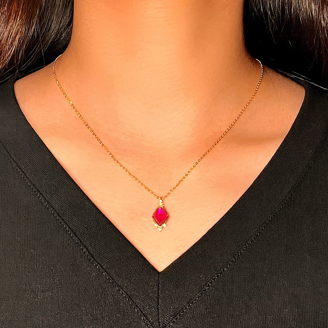 Collier Cornaline – Gloire Écarlate, Argent Plaqué Or