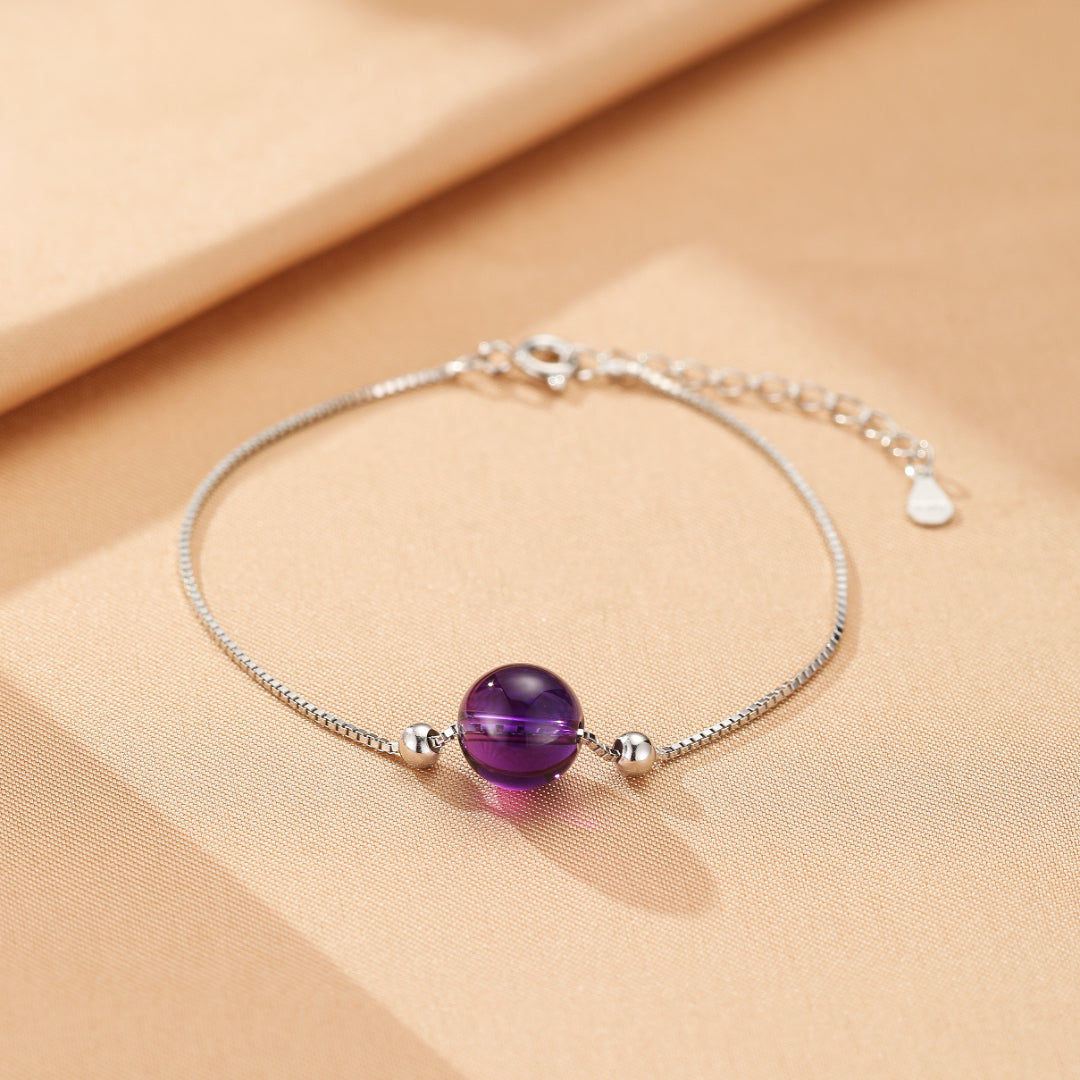 Bracelet Améthyste – Goutte de Douceur, Argent