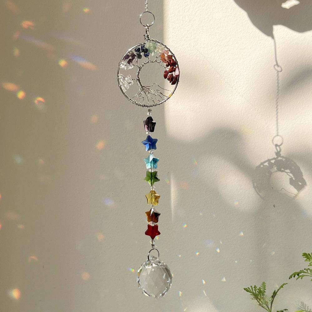 Capteur de Soleil 'Harmonie' 7 Chakras sur Arbre de Vie