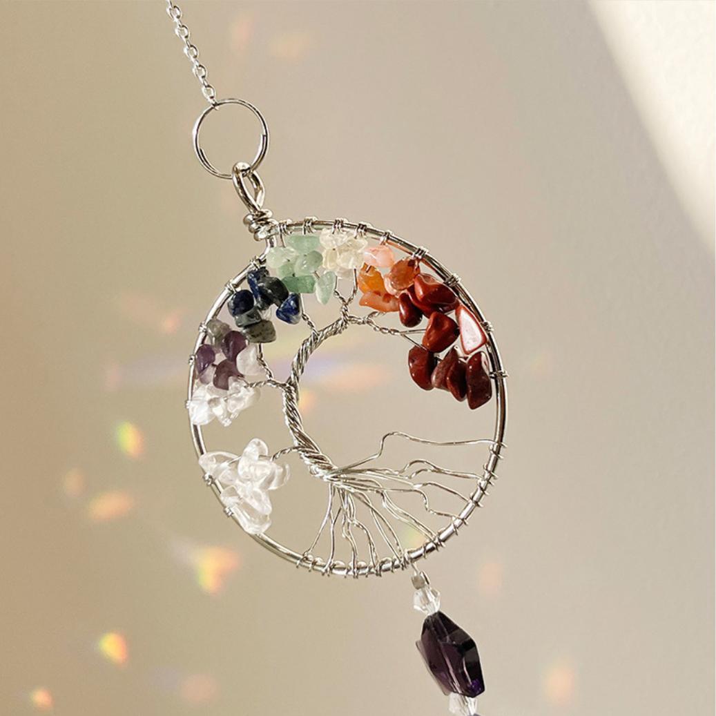 Capteur de Soleil 'Harmonie' 7 Chakras sur Arbre de Vie