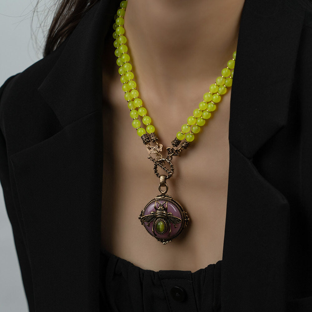 Collier Agate Jaune – Abeille Royale