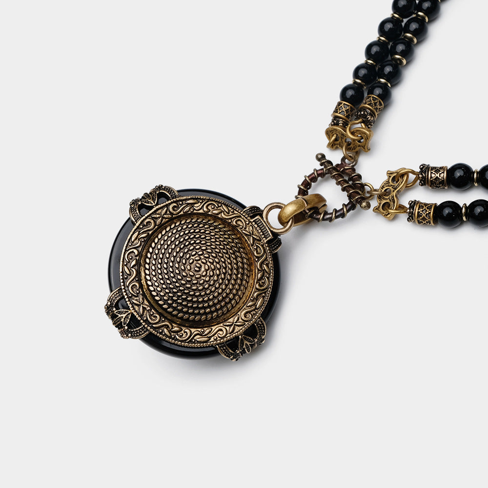 Collier Agate Noire – Abeille Royale