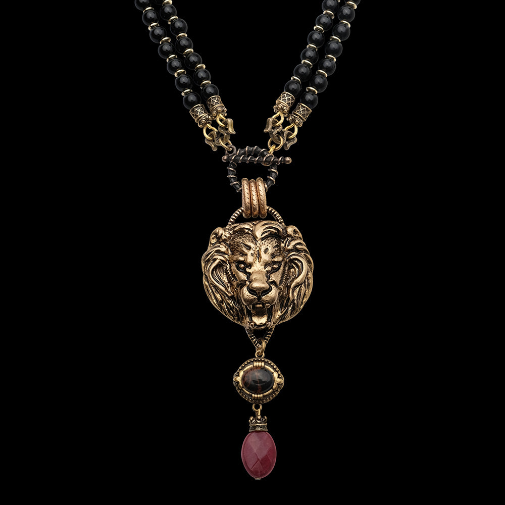 Collier Agate Noire – Roi Lion