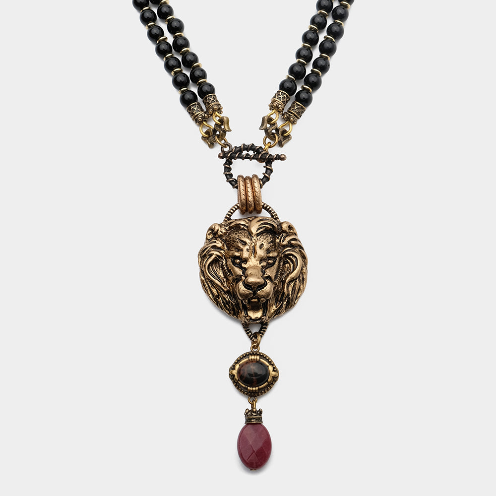 Collier Agate Noire – Roi Lion