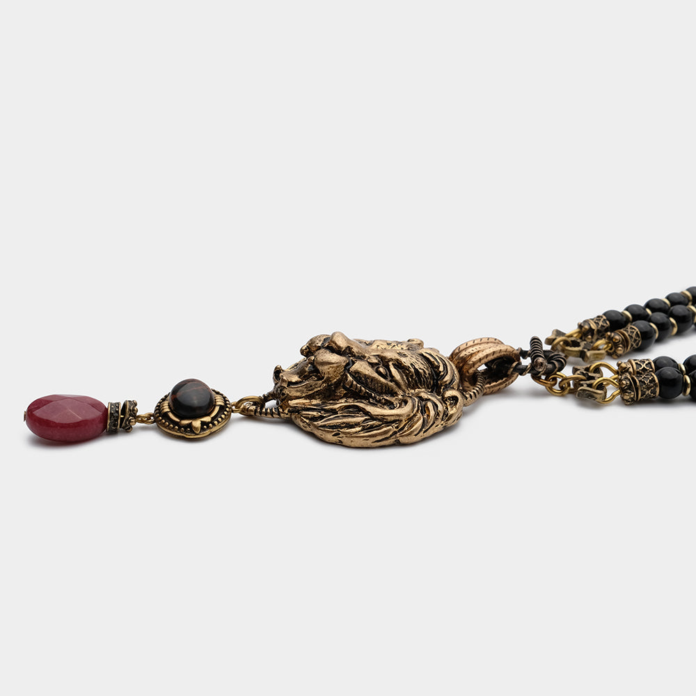 Collier Agate Noire – Roi Lion