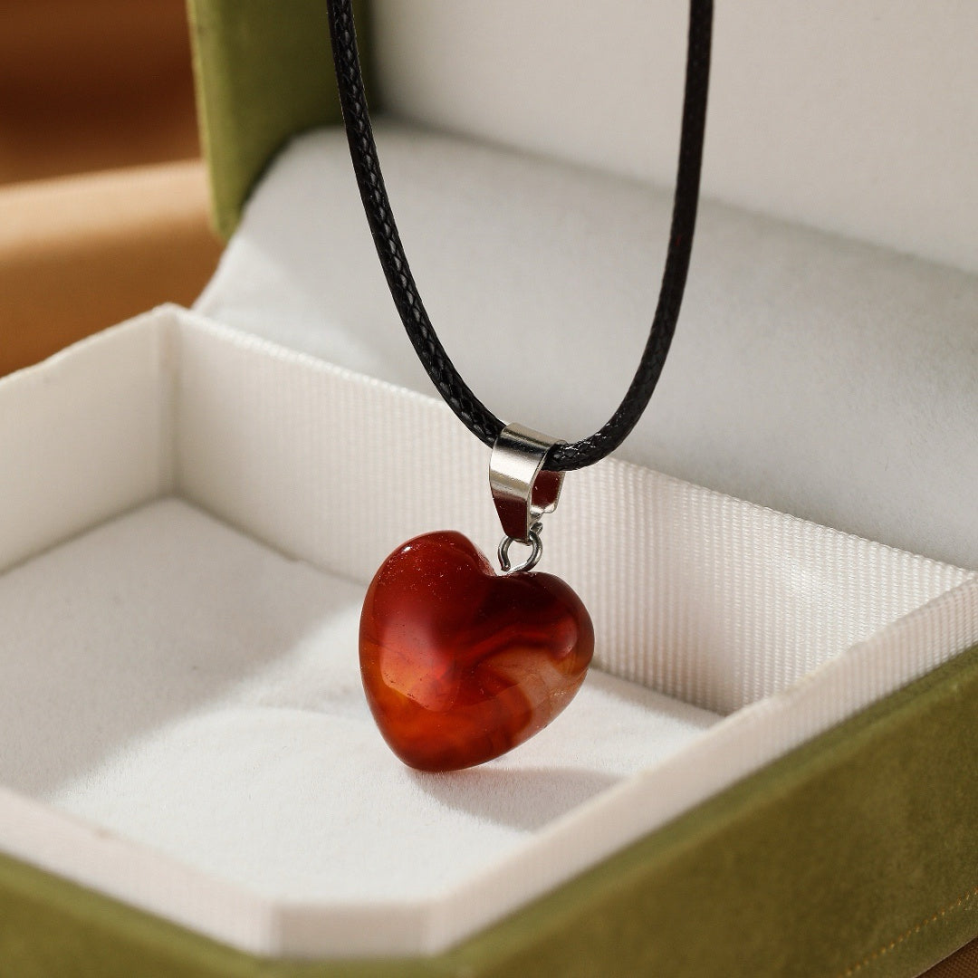 Collier Agate Rouge – Cœur Vital