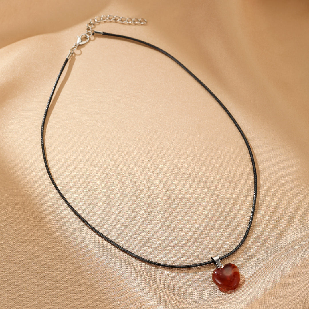 Collier Agate Rouge – Cœur Vital
