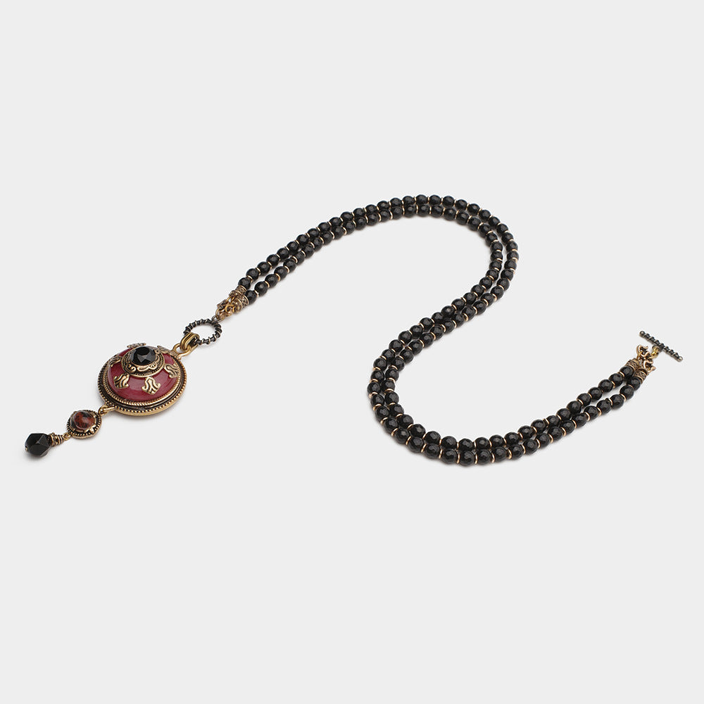 Collier Agate – Rouge et Noir