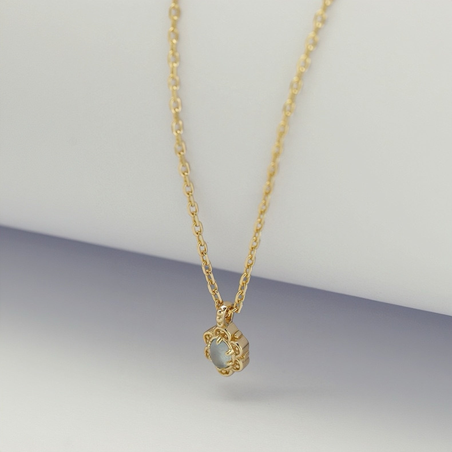 Collier Aigue-Marine – Aura Marine, Argent Plaqué Or