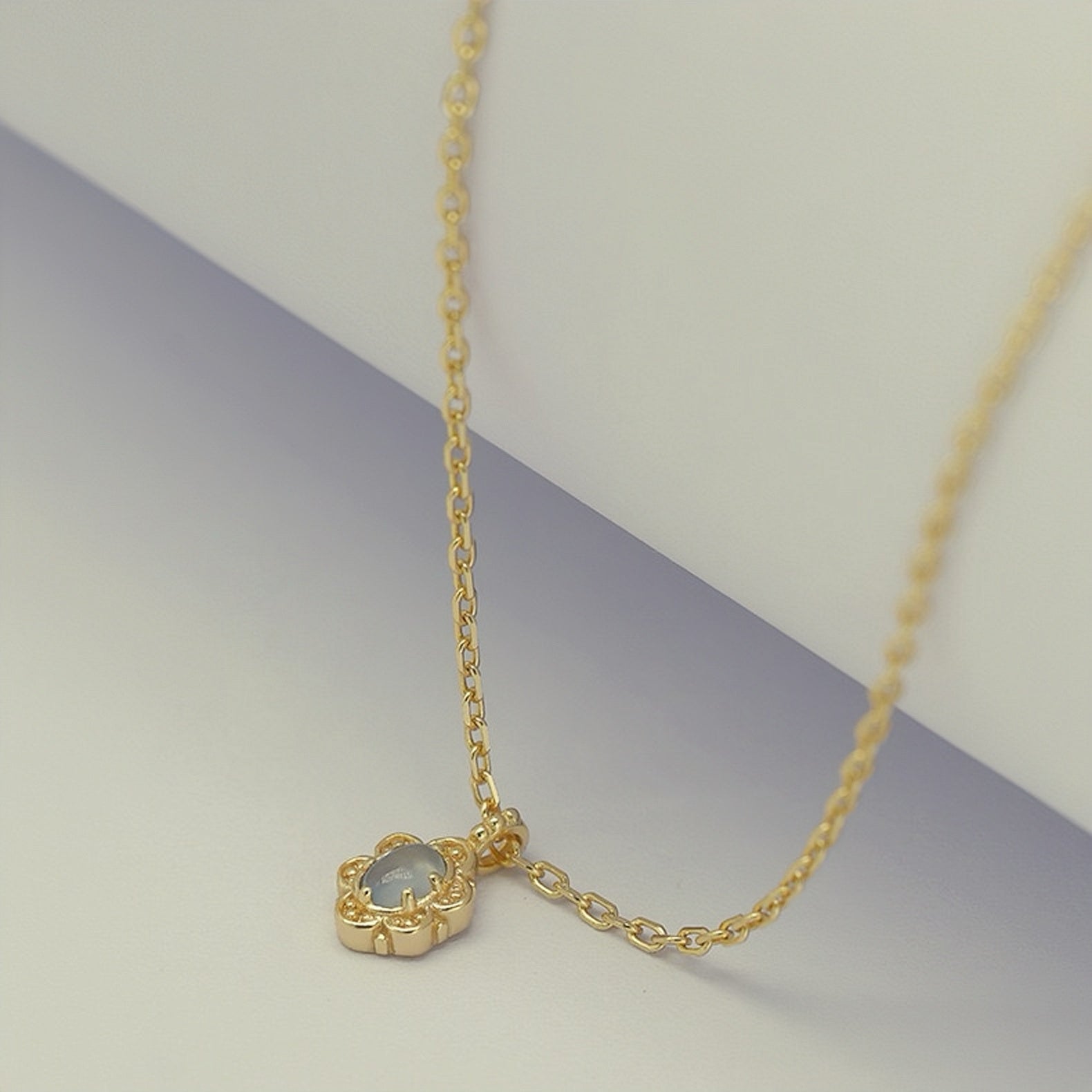 Collier Aigue-Marine – Aura Marine, Argent Plaqué Or