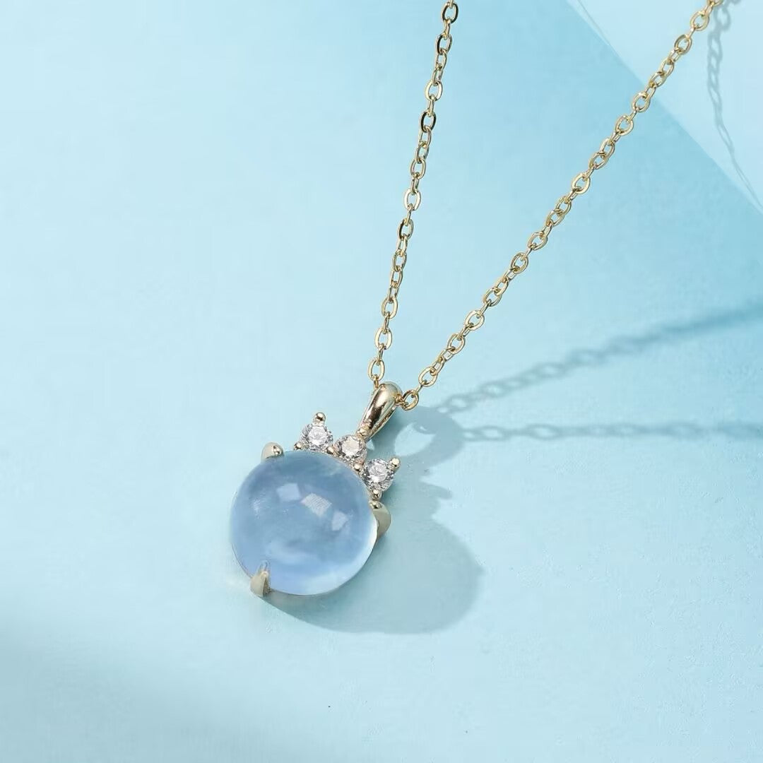 Collier Aigue Marine – Cascade Scintillante, Argent Plaqué Or