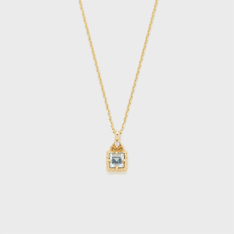 Collier Aigue Marine – Douce Lumière, Argent Plaqué Or