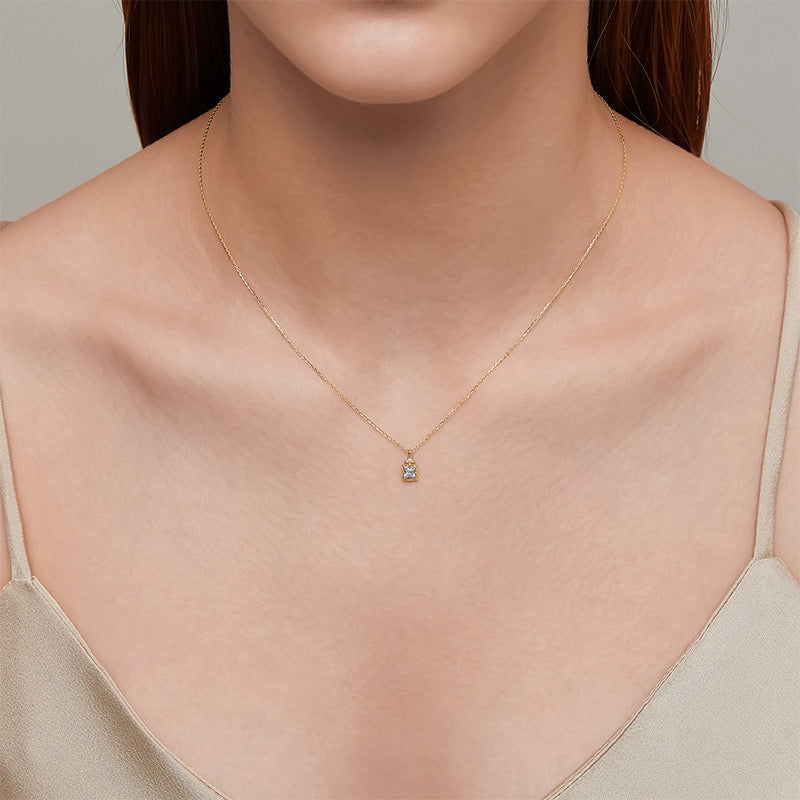 Collier Aigue Marine – Douce Lumière, Argent Plaqué Or