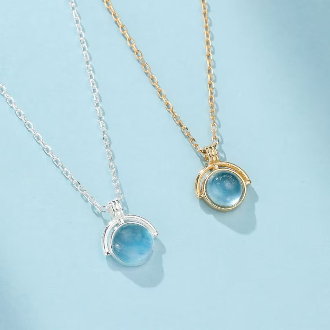 Aquamarine Necklace – Glow of the Depths, 925 Sterling Silver