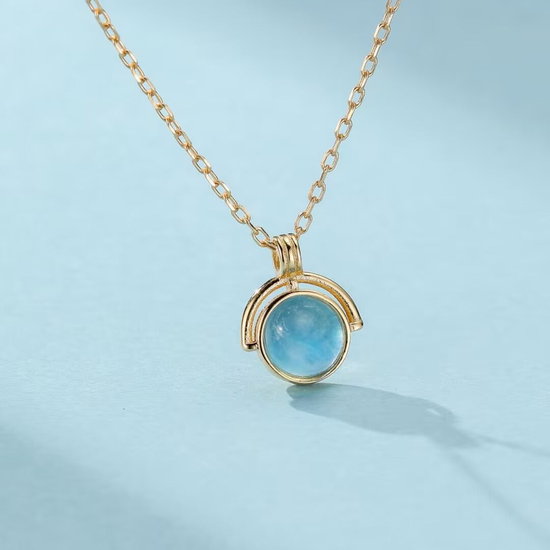 Aquamarine Necklace – Glow of the Depths, 925 Sterling Silver