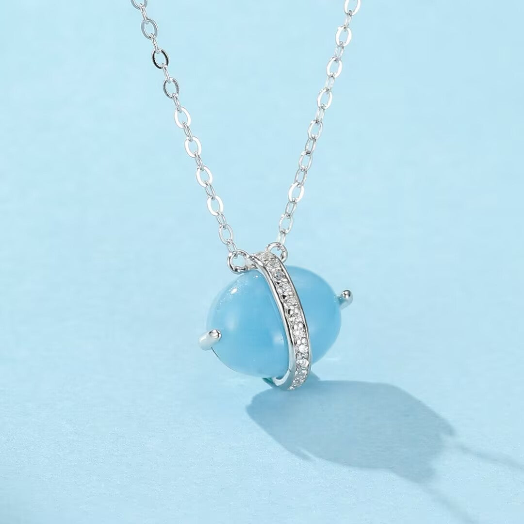 Aquamarine Necklace – Light of the Seas, 14K Gold Plated Silver