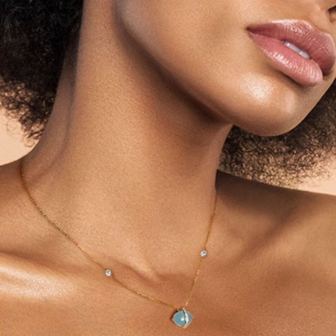 Aquamarine Necklace – Light of the Seas, 14K Gold Plated Silver