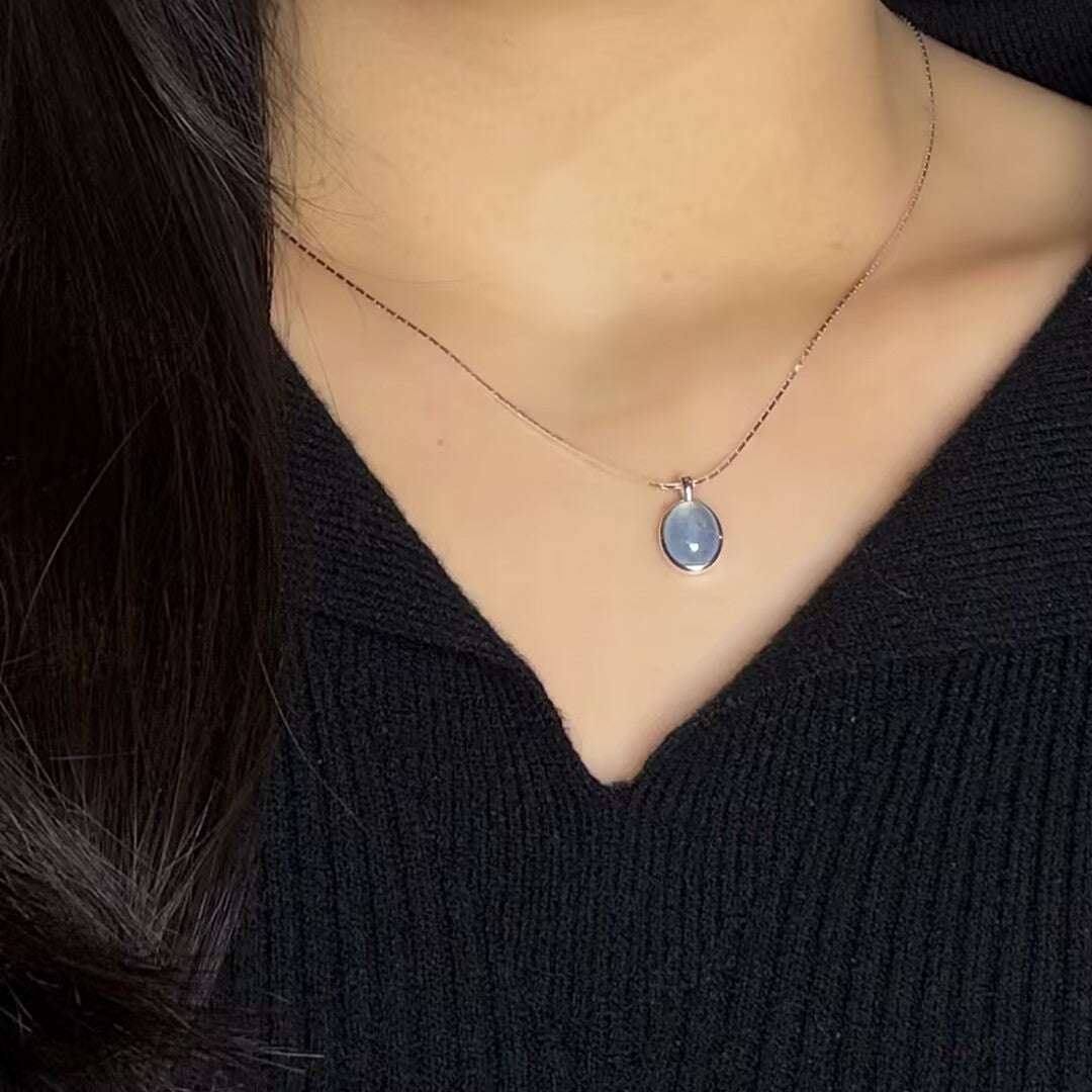 Collier Aigue Marine – Océan de Givre, Argent 925