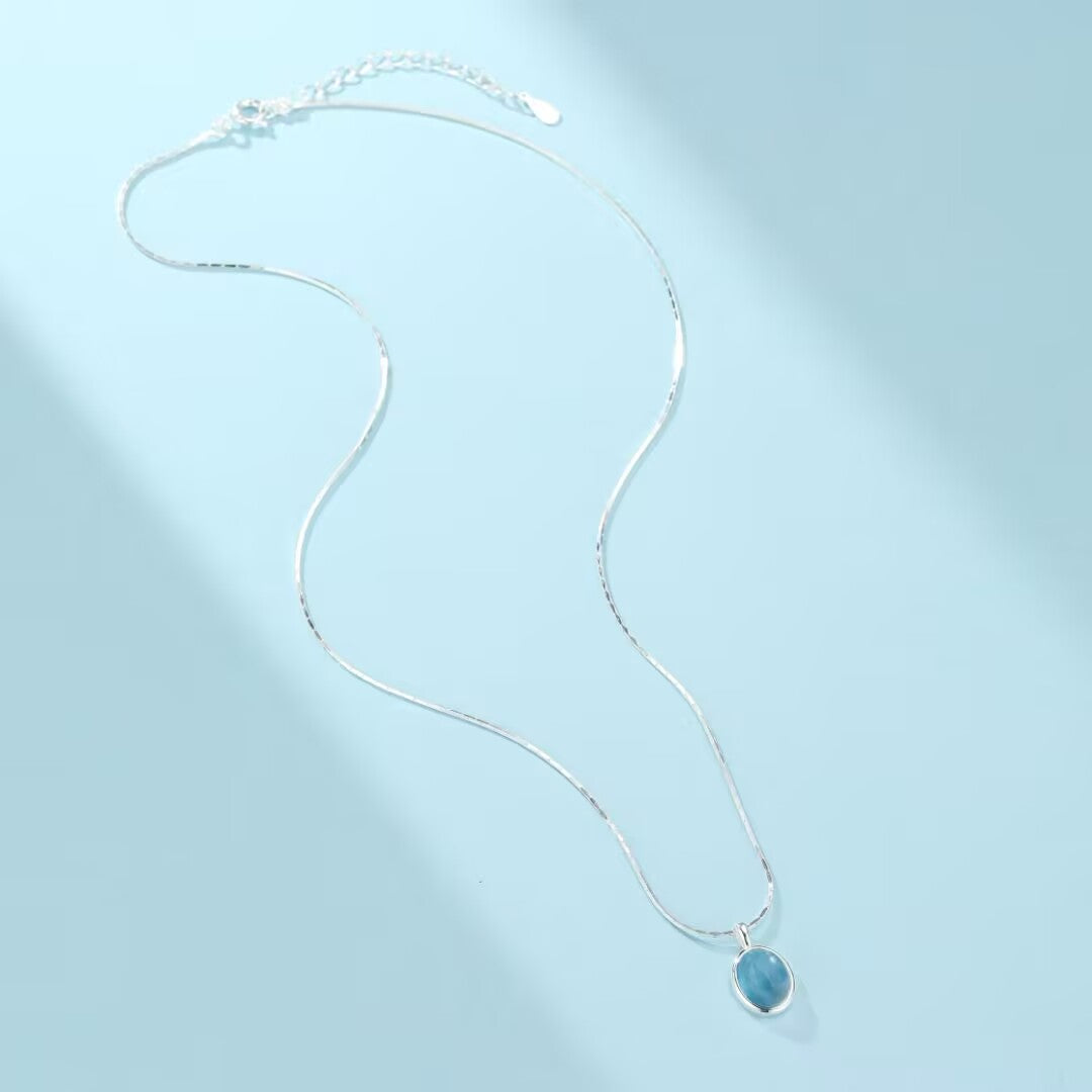 Collier Aigue Marine – Océan de Givre, Argent 925