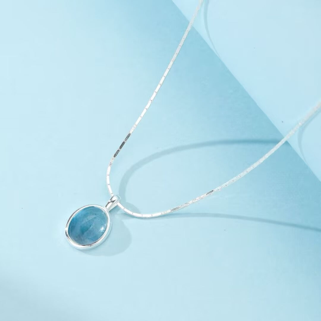 Collier Aigue Marine – Océan de Givre, Argent 925