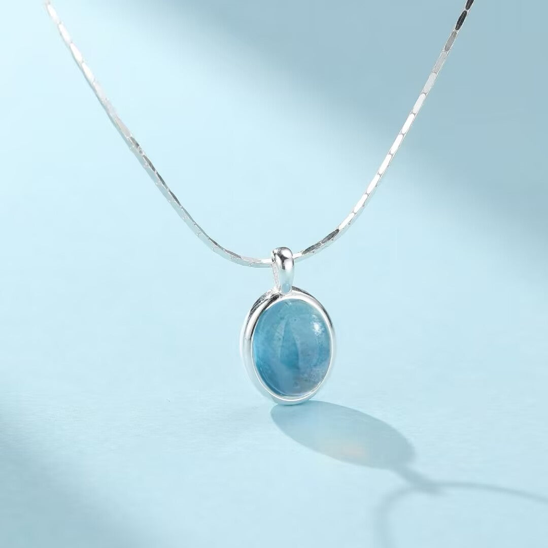 Collier Aigue Marine – Océan de Givre, Argent 925
