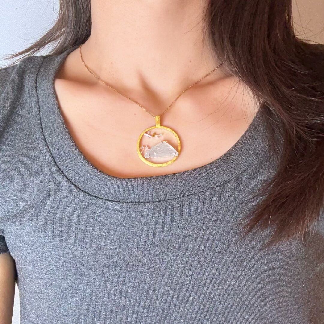 Collier Aigue Marine – Petit Oiseau, Argent Plaqué Or