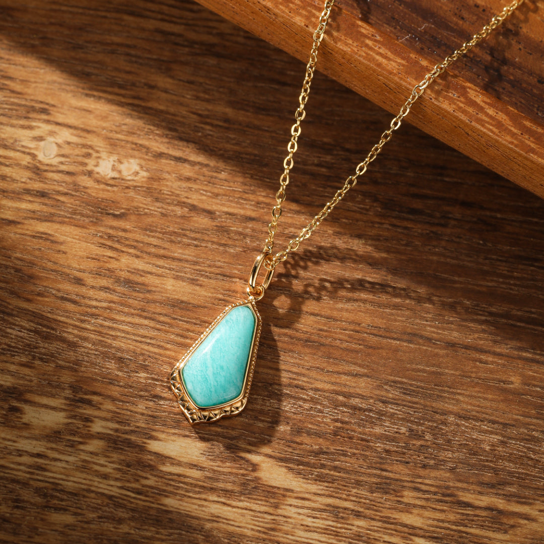 Amazonite Necklace – Horizon Blue, Gold Plated Silver