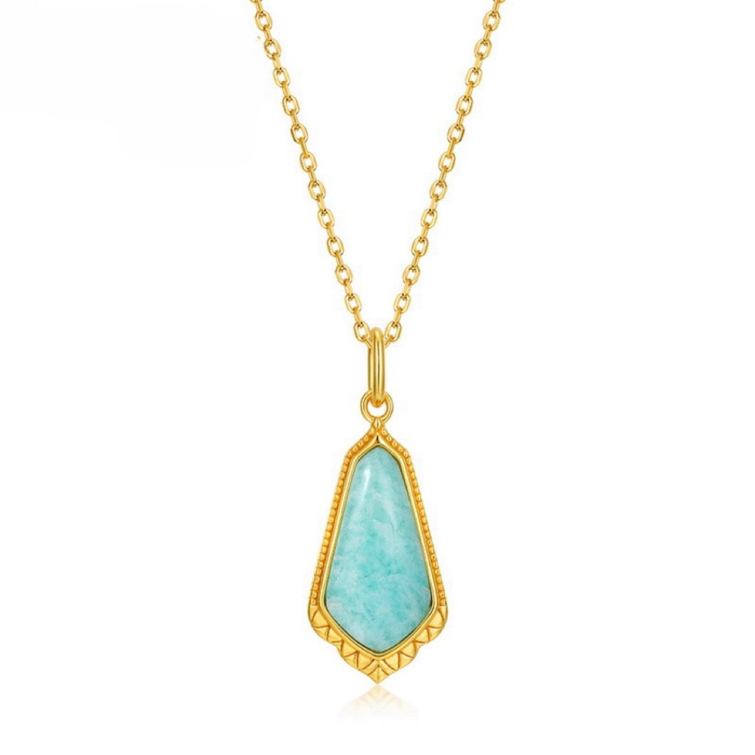 Amazonite Necklace – Horizon Blue, Gold Plated Silver