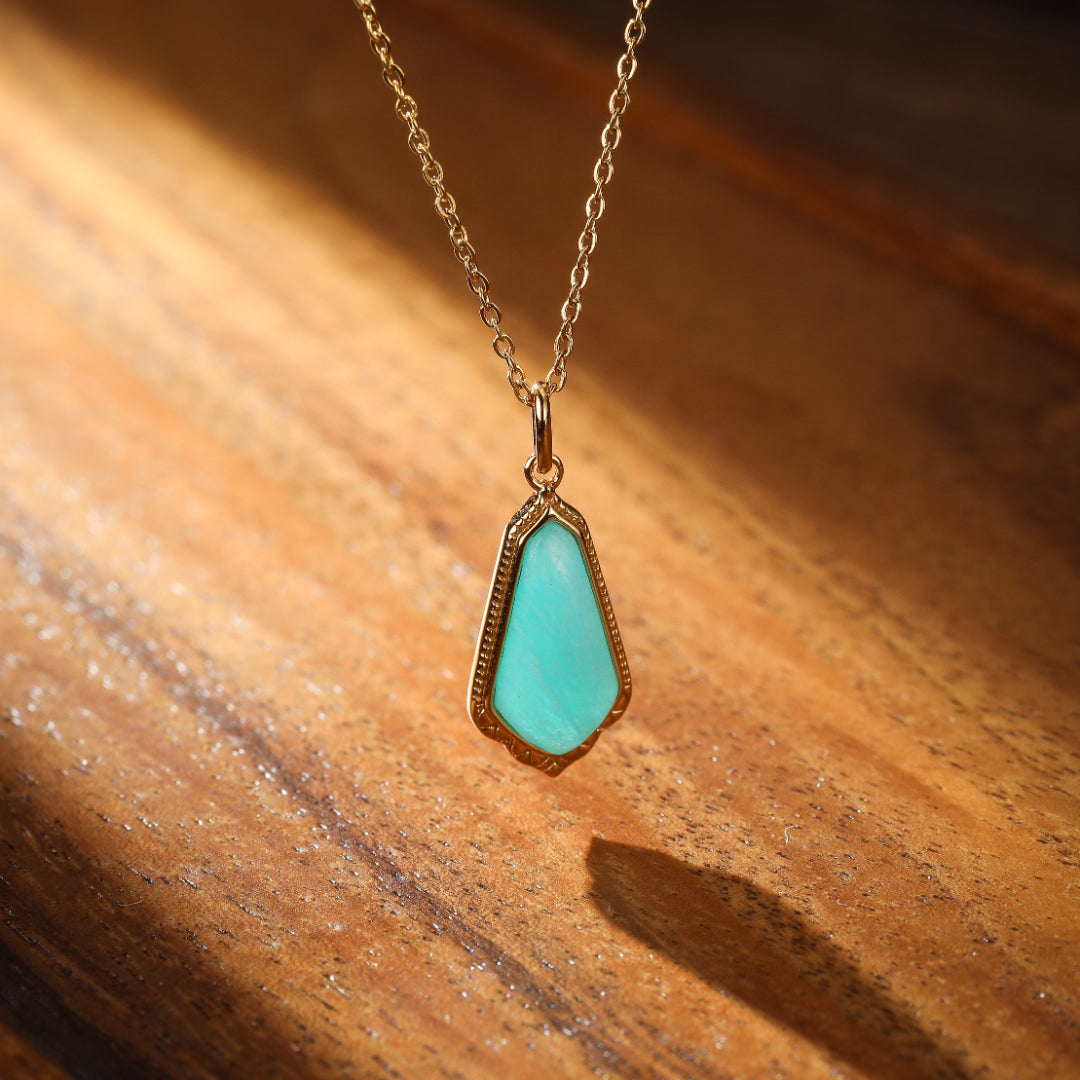 Amazonite Necklace – Horizon Blue, Gold Plated Silver