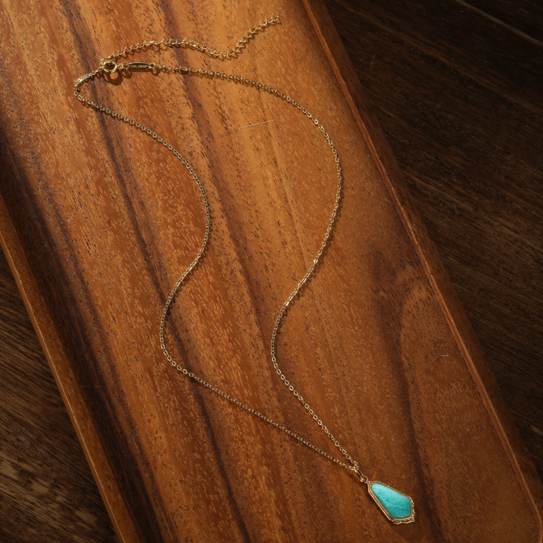 Amazonite Necklace – Horizon Blue, Gold Plated Silver