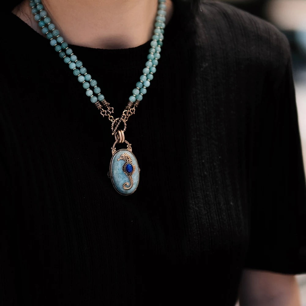 Collier Amazonite – Hippocampe