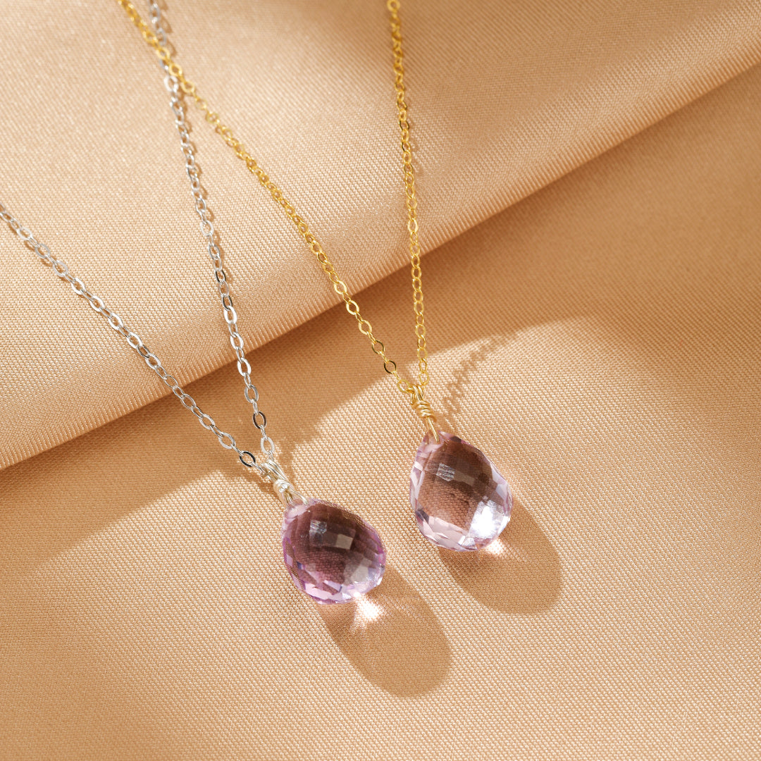 Collier Améthyste – Goutte Pure, Argent