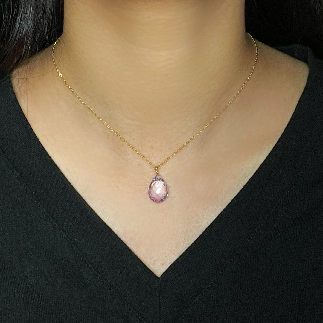 Collier Améthyste – Goutte Pure, Argent
