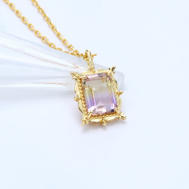 Ametrine Necklace – Splendor, Gold Plated Silver