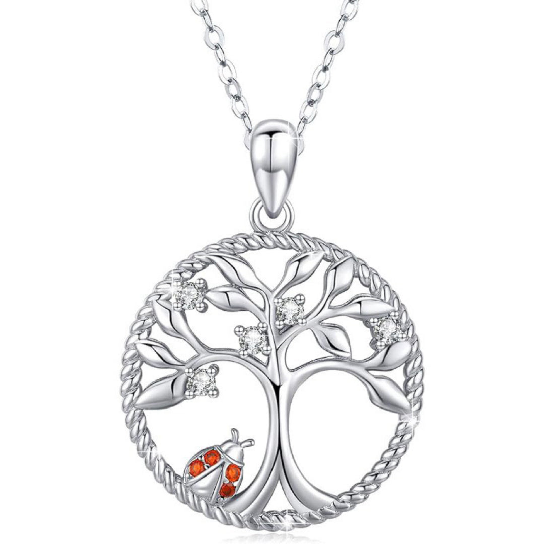 Collier Arbre de Vie – Coccinelle Porte-Bonheur, Argent 925