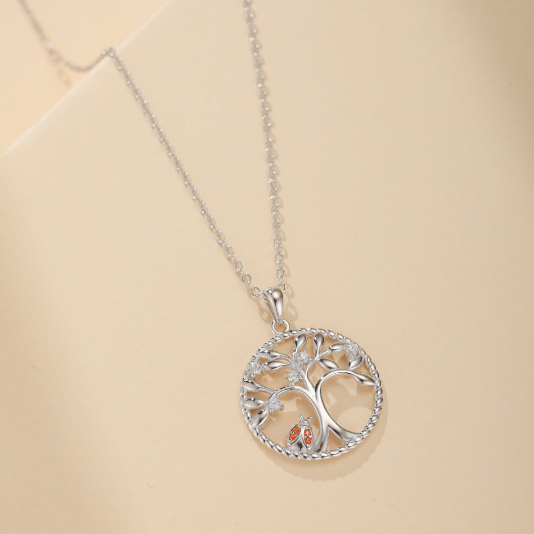 Collier Arbre de Vie – Coccinelle Porte-Bonheur, Argent 925