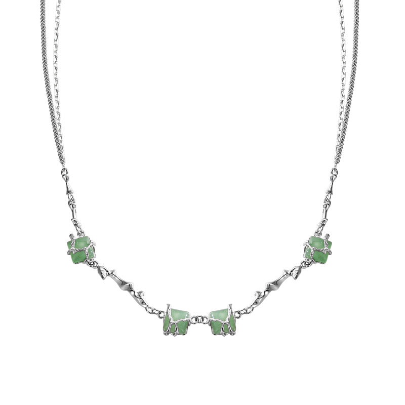 Collier Aventurine – Fleur de Sérénité, Argent
