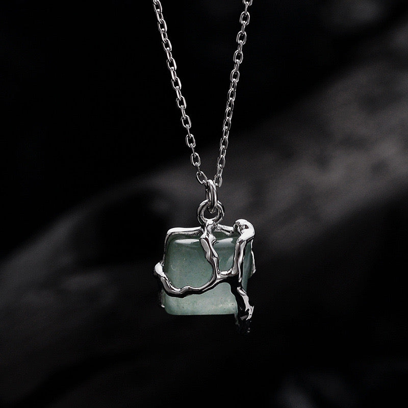 Collier Aventurine – Fleur de Sérénité, Argent