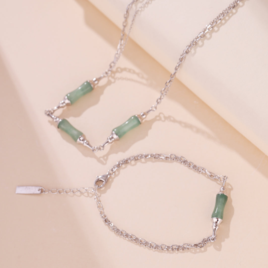 Bijoux Aventurine – Rond Bambou, Argent