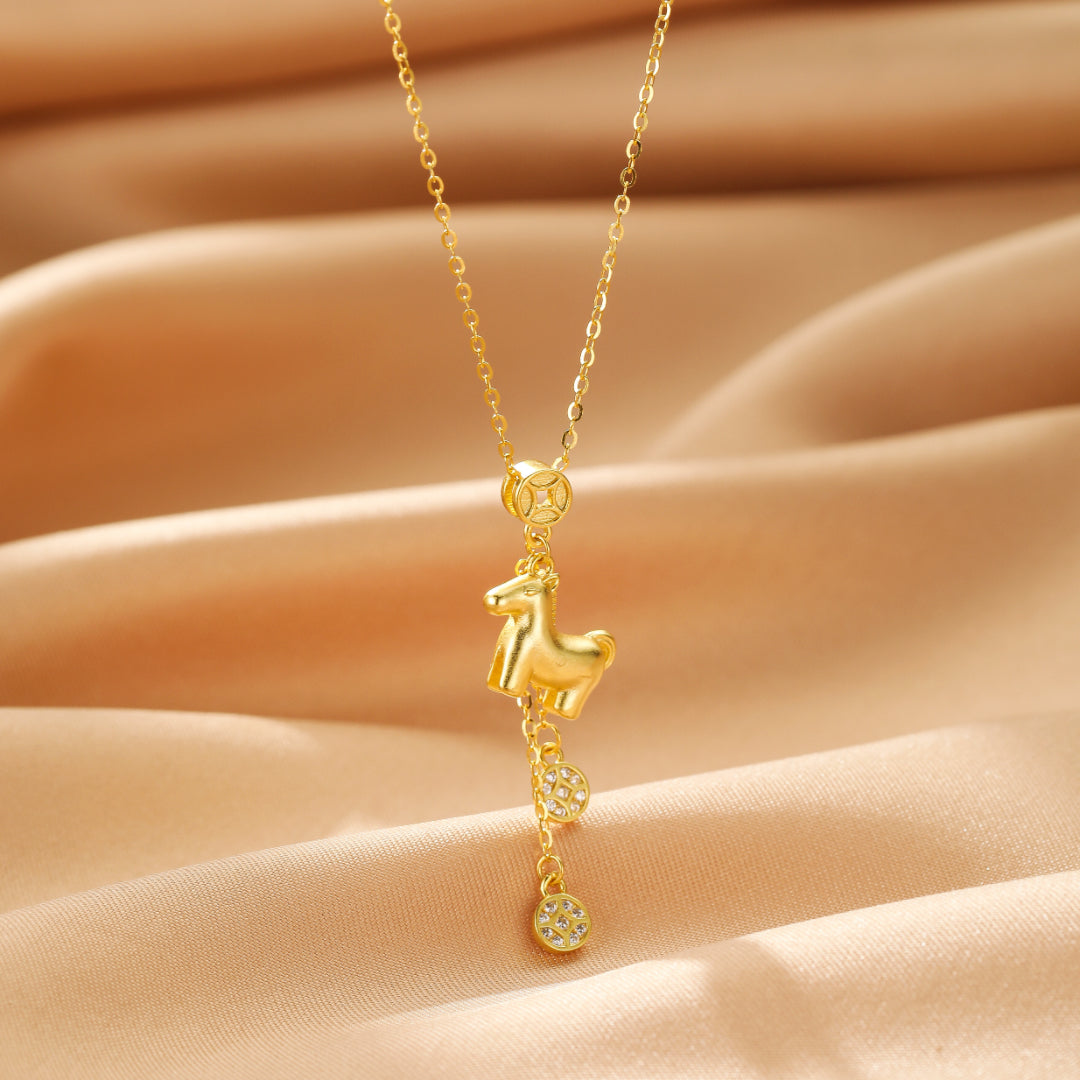 Collier Cheval – Talisman Doré, Argent Plaqué Or