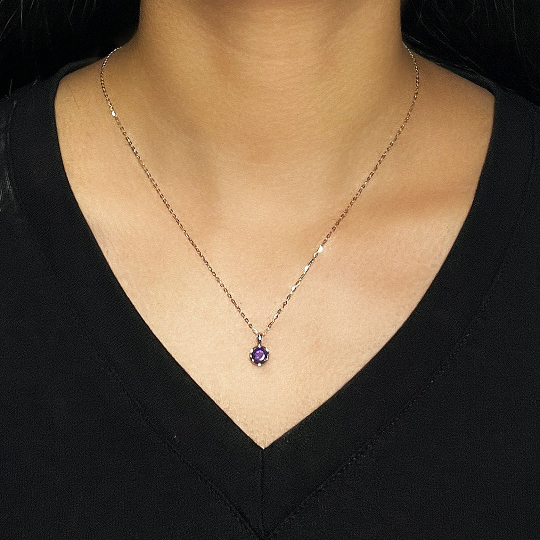 Collier Citrine/Améthyste – Halo Solaire, Argent Plaqué Or