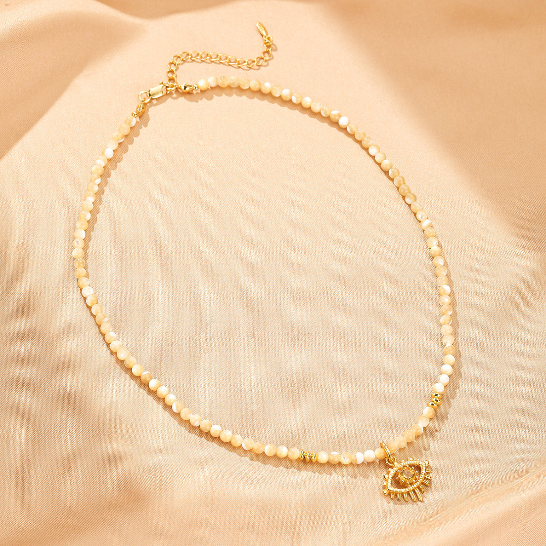 Collier Citrine Mauvais Œil – Aura Dorée, Argent Plaqué Or