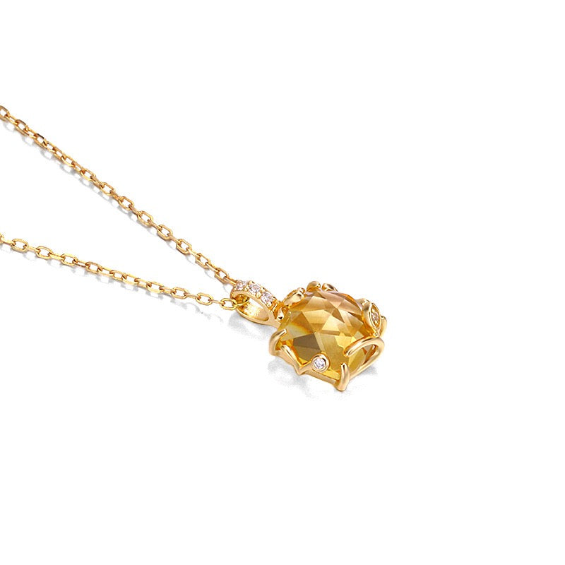 Collier Citrine – Rayon de Miel, Argent Plaqué Or