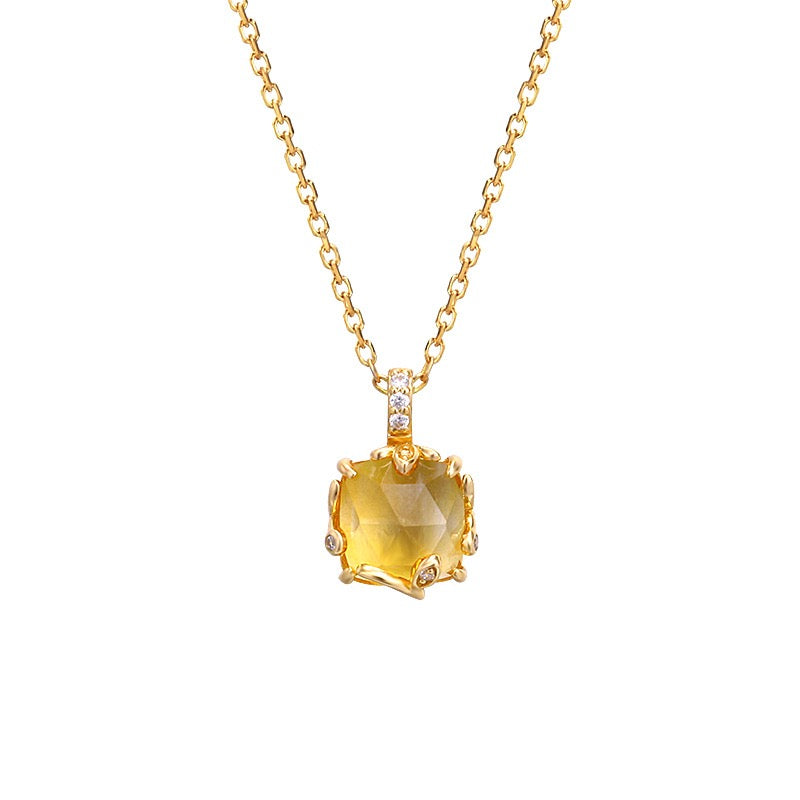Collier Citrine – Rayon de Miel, Argent Plaqué Or