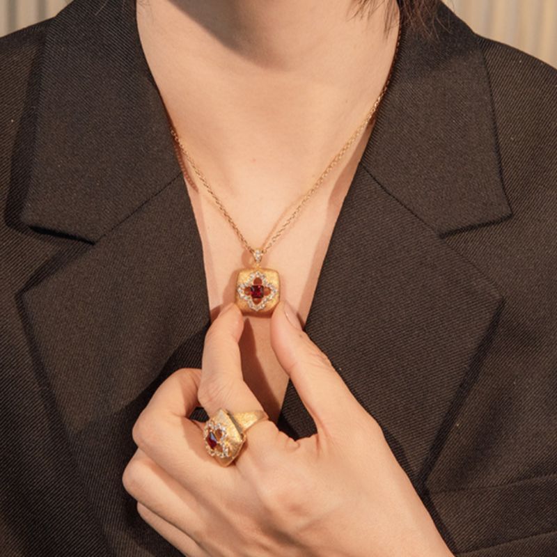 Collier Cornaline – Chance Florale, Argent Plaqué Or