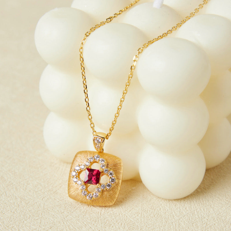 Collier Cornaline – Chance Florale, Argent Plaqué Or